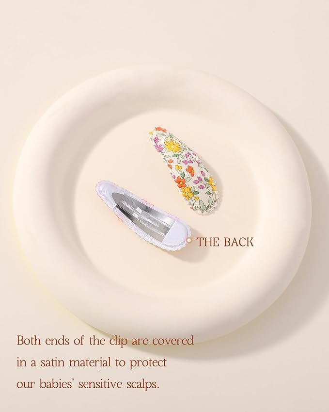 40 Pcs 2.2 In Baby Hair Clips for Girls Handmade Floral Print Snap Toddler Hair Accessories for Girls Baby Toddlers Kids Teens