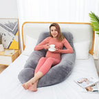 AS AWESLING 60in Full Body Pillow | Nursing, Maternity and Pregnancy Pillow | Extra Large U Shaped Sleeping Pillow with Removable Cover (Dark Grey)