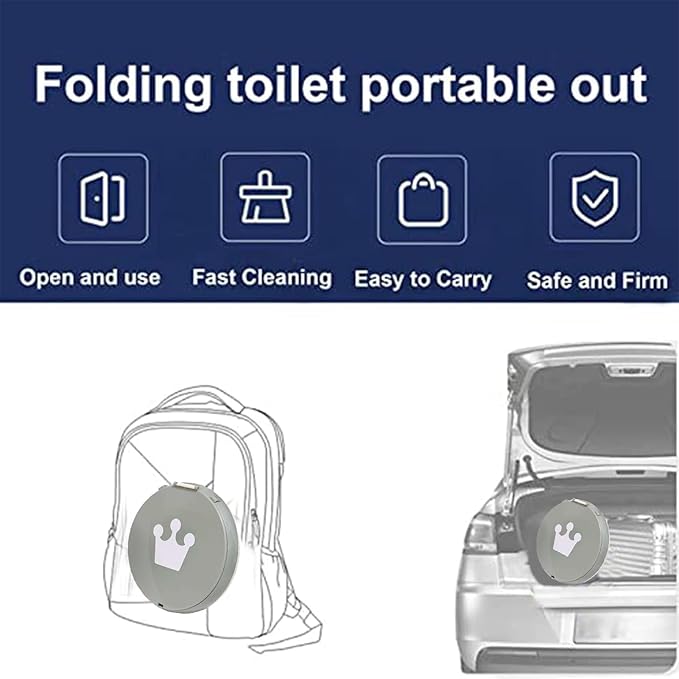 Travel Potty for Toddler, Portable and Foldable Toilet, Apply to Seat Emergency Toilet for Car, Camping, Outdoor, Indoor (grey, large)