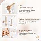 Baby Crib Mobile Arm - Wooden Mobile Arm with Height Adjustable＆360° Rotatable Upgraded Arched Base Nursery Mobile Holder for Crib Mobile Hanger Baby Crib Attachment Nursery Decor