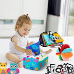 Baby Gifts Set,Infant Toys Set with Tummy Time Mirror,Plush Teethers,High Contrast Baby Books,Rattle,Tissue Box Toy,Sensory Ball for Boys Girls,Perfect Sensory Toys Gifts Basket for Shower Birthday