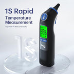 Ear Thermometer, Highly Accurate Ear Thermometer for Kids, Adults and Babies, 30 Memory Recall, 1s Result and 3-Color Fever Alert, with 24 Disposable Probe Covers, Blue