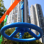 2-Pack Ninja Wheel Obstacle for Kids - 360° Rotatable Swing Monkey Wheel for Ninja Warrior Obstacle Course for Kids Ninja Warrior Slackline Kits - Blue, Yellow Color in Set