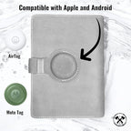 Genuine Leather AirTag Passport Holder and Wallet for Men and Women RFID Blocking for Secure Traveling and Documentation Organizer (Grey)