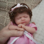 7 Inch Mini Silicone Baby Girl, Full Silicone Realistic Newborn Baby Doll, Long Eyelashes and Thick Hair with Feeding Accessories Gift Box