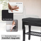 StrongTek Bamboo Shower Bench Seat with Cushion, Shower Stool with Storage Shelf, Lightweight, Non-Slip, Quick-Drain Design, 350 lbs Capacity, Ideal for Bathroom, Spa, Sauna, Living Room