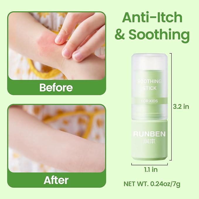 RUNBEN Mosquito Bite Itch Relief Stick, Anti Itch Cream for Mosquito Bite, Safe Itch Relief for Baby & Kids, Summer Essentials, Plant-Based, Travel-Pocket Size, 0.24 oz