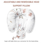 2 in 1 Infant Car Seat Insert, Car Seat Head Support Baby Girls Boys, Soft Newborn Carseat Insert Cushion, Perfect for Carseats, Strollers, Swings (White Flower)