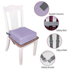 Toddler Booster Seat for Dining Table, PU Washable Double Safe Straps Non-Slip Bottom Booster Seat Cushion, Strong Support Portable Travel Booster Seat for Chair (Purple)