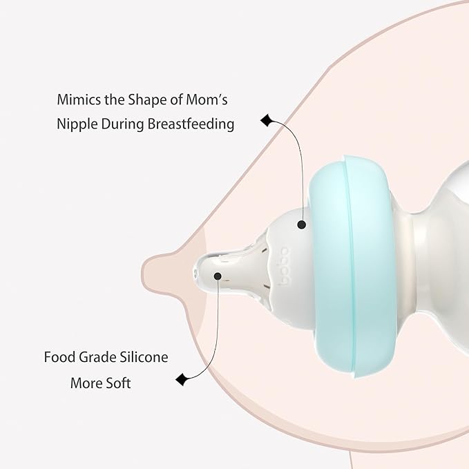 YOHKOH Newborn Glass Baby Bottles with Slow Flow Nipple for 0+ Months, Wide Neck Feeding Bottle, 2.7oz/80ml (Blue, 2.7oz (Pack of 2))