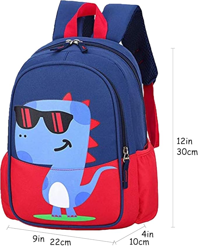 12 inch Kids Small Toddler Preschool Travel Backpack Cool Cute Cartoon Waterproof Daypack (Dinosaur Red)