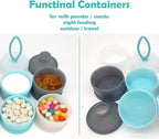 Baby Formula Dispenser, Portable Milk Powder Dispenser Container, Baby Feeding Travel Storage Container, Non-Spill Stackable Baby Snack Storage Container, BPA Free, 4 Compartments, 2 Packs