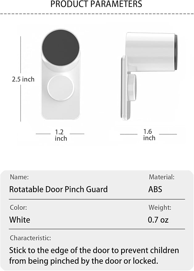 Kytasryl Door Pinch Guard, Baby Proofing Door Stoppers with 180° Rotating Self Adhesive Base, Children Anti-Pinch Door Stopper, Keep Finger Safe (6 PCS)