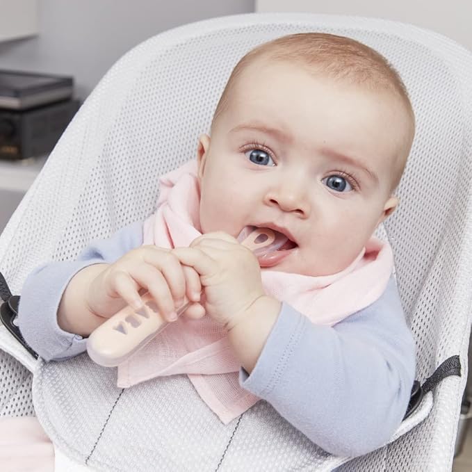 BEABA First Stage Baby Feeding Spoon Set, THE ORIGINAL Soft Tip Silicone Spoons for Babies, Gum Friendly BPA Lead Phthalate and Plastic Free, Great Gift Set (4 Pack), Cloud