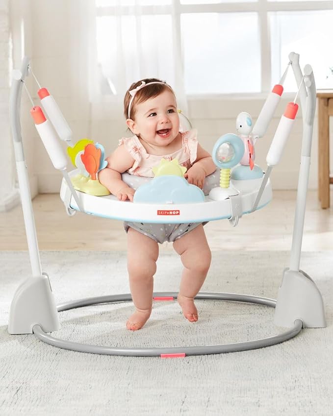 Skip Hop Baby Activity Play Bouncer for Baby Ages 4m+ Silver Lining Cloud, Foldable