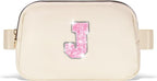 Fanny Pack Belt Bag Crossbody Bags with Initials Letter Patch Trendy Stuff for Teens Cute Stuff Birthday Gifts for Teenager Girls | Khaki,Initial J