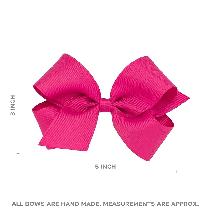 Wee Ones Girls' Plain Wrap Classic Grosgrain Hair Bows on a WeeStay No-Slip Hair Clip, Handmade, Medium, Oatmeal