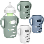 BUSOHA 3 Pack Silicone Sleeves for Dr Brown's Glass Baby Bottles - Drop Protection Baby Bottle Sleeves,Compatible with Dr. Brown's Newborn Glass Bottles,with Silicone Handles,9 oz