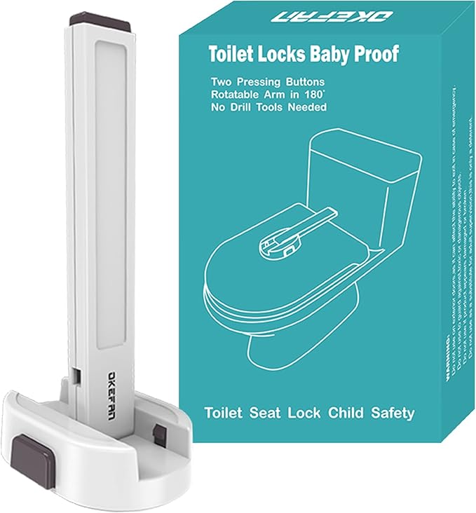 Toilet Locks Baby Proof - OKEFAN Toilet Seat Lock Child Safety for Toddlers Adhesive Kids Proofing Toilet Lid Lock Easy to Install No Drill Needed (1)