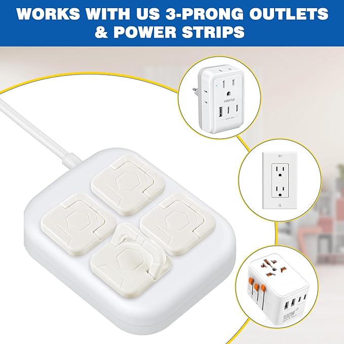 Outlet Covers Baby Proofing, 60 Pack Child Proof Plug Socket Covers Electric Plug Protectors Safety Caps with Hidden Pull Handle, for US 3-Prong, Classic