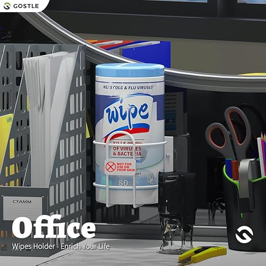 Wipes Holder, Wall Bracket for Cleaning Wipes - Two Ways of Installation: Wall-Mount & Adhesive Stickers - Ideal for Kitchen Bathroom Household Office Classroom Gym - No Wipes Included