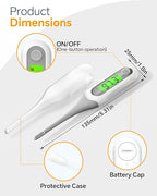 Digital Thermometer for Adults and Kids, 8s Fast Reading Baby Oral Thermometer with 3 Colors Backlit, °C/°F Switchable, Fever Alarm, Medical Basal Thermometer for Oral, Rectal, Underarm