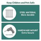 Babelio Baby Gate for Stairs, Kitchen & Doorways, 26-43" W 28" H No Bottom Bar| Easy Installation| One-Handed Operation| Auto-Close| Hardware Mount (Drill Needed) Safety Dog/Pet Gate Indoor (Grey)