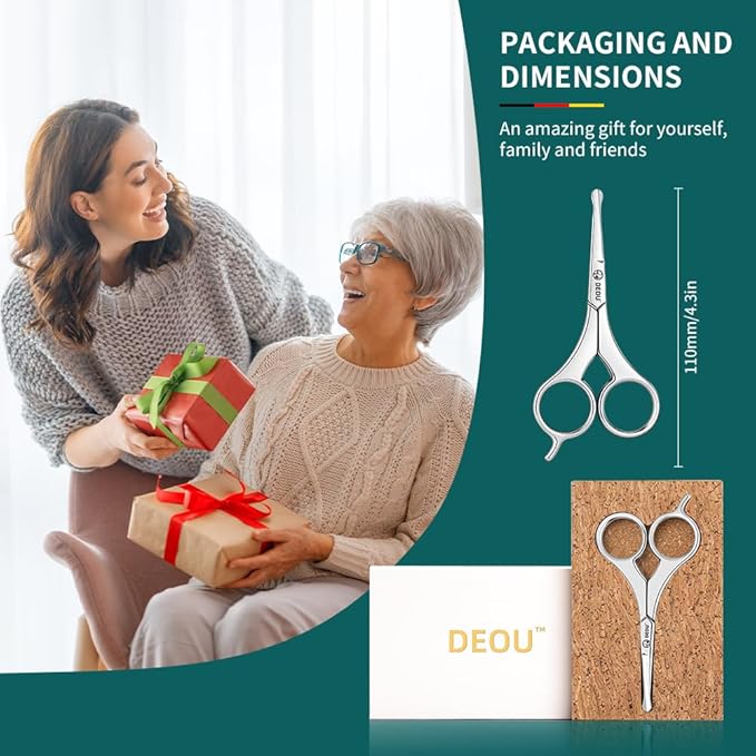 DEOU Nose Hair Trimmer - Paris Tower - Inspired Design with Tail Handle - Premium Stainless Steel - All - in - One Grooming & Multipurpose Shears - Safe, Hygienic & Portable