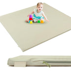 Padded Baby Play Mat, Super Soft Vegan Leather Baby Mat for Floor, 48x48 Thick Foam Cushioned Play Mat for Babies 6-12 Months, Fits Nicely Into 50x50 Playpen Mat, Grayish Green