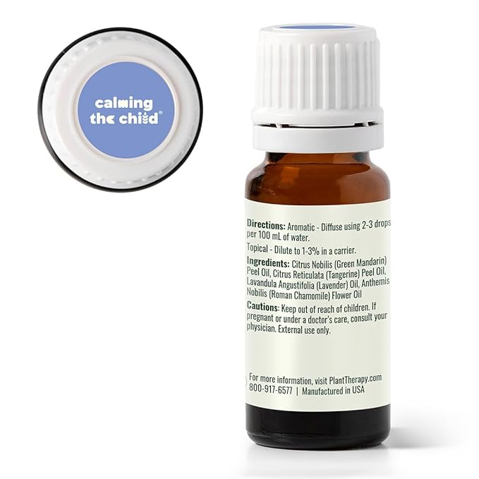 Plant Therapy KidSafe Calming The Child Essential Oil Blend - Relaxing and Soothing Blend 100% Pure, KidSafe, Undiluted, Natural Aromatherapy, Therapeutic Grade 10 mL (1/3 oz)