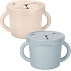 Snack Containers, Silicone Food Grade Silicone Cups, Toddler Snack Container Cups with Handles and Lid for Toddlers (Color 2)