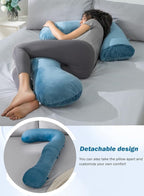 INSEN Cooling Pregnancy Pillow for Sleeping, L-Shaped for Side Sleeper