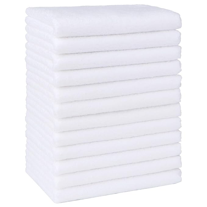 HOMEXCEL Baby Washcloths 12 Pack-Microfiber Coral Fleece Baby Bath Face Towel 7 x 9 Inch Extra Absorbent Soft Burp Cloth and Wash Cloths for Newborn-Infants and Toddlers,White