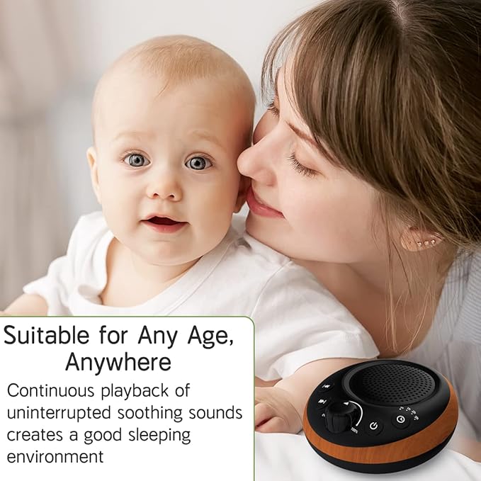 Sound Brown Noise Machine White Noise Machine Nonstop 30 Soothing Sounds Sound Therapy for Baby Kids Adults Sleep Machine 36-Level Vol Auto-Off Timer Memory Function for Home Travel Office