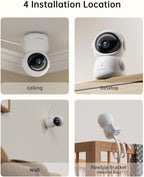 ZUMIMALL Security Camera Indoor, 5G/2.4G WiFi Baby Monitor with Camera and Audio, 2K Wired Pet Cameras for Home Security, One-Click Call, Auto Tracking, Cry/PIR/AI Detection, Alexa/ONVIF/Cloud