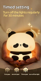 ATSUI Cute Panda Night Light, LED Squishy Novelty Animal Night Lamp, Food Grade Silicone, 3 Level Dimmable Rechargeable Nursery Nightlight for Breastfeeding Toddler Baby Kids, Cute Gifts for Kids