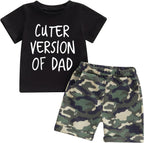 wdehow Toddler Kids Baby Boy Summer Clothes Sets 1T 2T 3T 4T 5T Letter Print Short Sleeve Tops Camouflage Shorts Outfits