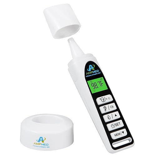 Amplim Baby Thermometer | 3-in-1 Accurate Infrared Thermometer for Ear, Forehead & Touchless, Fever Thermometer for Baby, Infants, Toddlers, Kids & Adults | White Base Stand & Clock