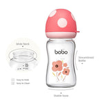 YOHKOH Natural Glass Baby Bottle with Natural Response Nipple, Newborn Anti-Colic Baby Bottles, Wide Neck Mushroom Cap Baby Bottle, Clear ((5.4oz (Pack of 2), Red-1)