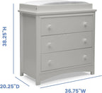 Delta Children Perry 3 Drawer Dresser with Changing Top and Interlocking Drawers, Moonstruck Grey