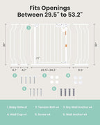 Mom's Choice GROWNSY Baby Gate, 30.5"-53" Auto-Close Dog Gate for Stairs & Doorways, Pressure-Mounted Easy Install Baby Gate - No Drill, Walk Through, Safe & Durable