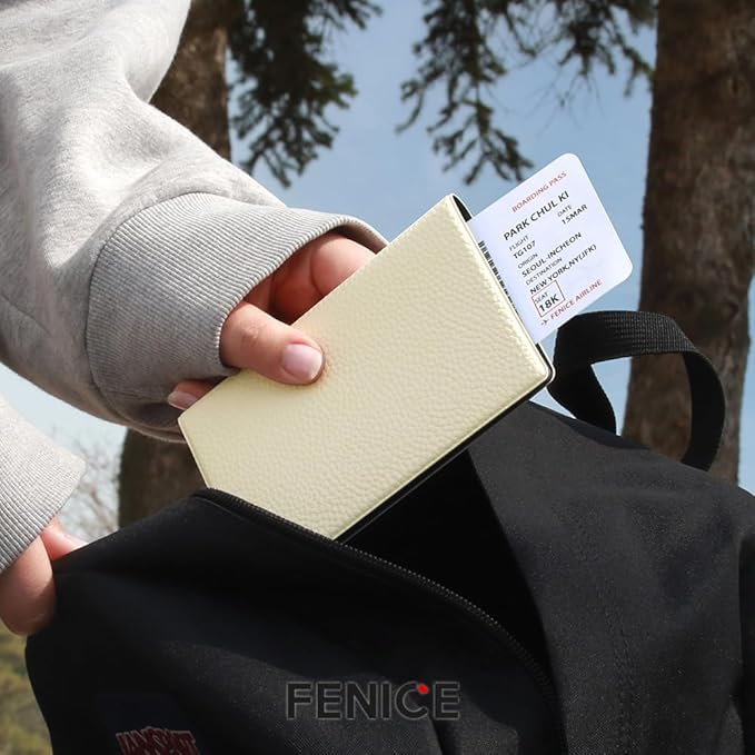 Fenice Classic Passport Cover Holder Wallet Case for Travel Essential RFID Blocking Vegan Leather Waterproof (RED)