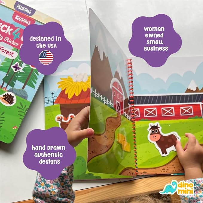 Stick4Ever Jelly Sticker Book - for Kids - Waterproof, Easy to Clean Jelly Stickers for Kids - Reusable Sticker Book for Toddlers with 50 Pc of Reusable Stickers (Wonderland)