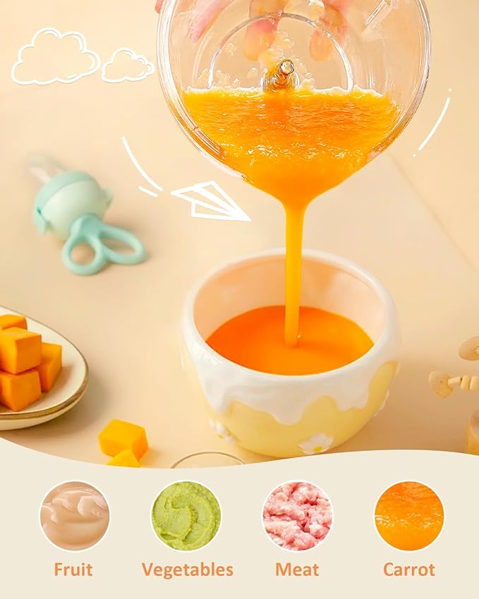 Baby Food Maker, HEYVALUE 13-in-1 Baby Food Processor Set, Fruit, Vegatable, Meat, Puree Blender with Baby Containers, Food Freezer Tray, Silicone Spoons, Spatula (Gray)