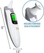 HealthSmart Talking Infrared Ear & Forehead Thermometer, No Probe Covers Needed, FSA & HSA Eligible, Visual Fever Alarm, Audio Readings in English & Spanish, Instant Scan (Pack of 100)