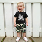 wdehow Toddler Kids Baby Boy Summer Clothes Sets 1T 2T 3T 4T 5T Letter Print Short Sleeve Tops Camouflage Shorts Outfits