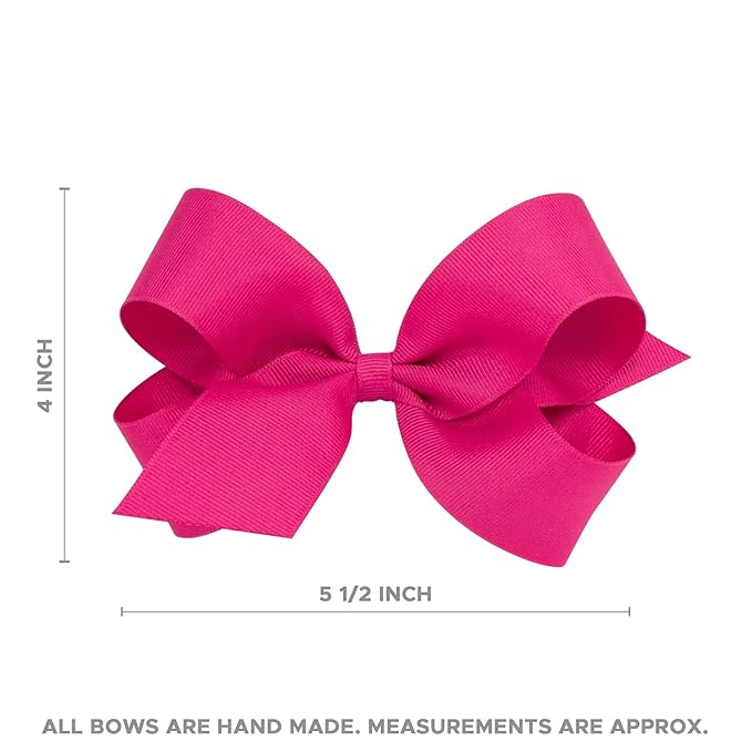 Wee Ones Girls' Plain Wrap Classic Grosgrain Hair Bows on a WeeStay No-Slip Hair Clip, Handmade, Large, Oatmeal