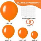 RUBFAC 129pcs Orange Balloons Different Sizes 18/12/10/5 Inches, Burnt Orange Fall Balloon Arch Kit Garland for Halloween Thanksgiving Party Baby Shower Birthday Decoration