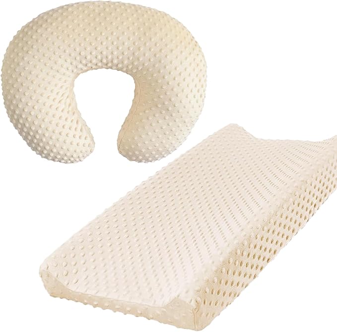 iEvolve Minky Nursing Pillow Cover Breast Feeding Pillow Cover Slipcover U Shape for Baby Boy Girl,Cover Only(Pillow & Pad Cover LightBeige, Pack of 2)