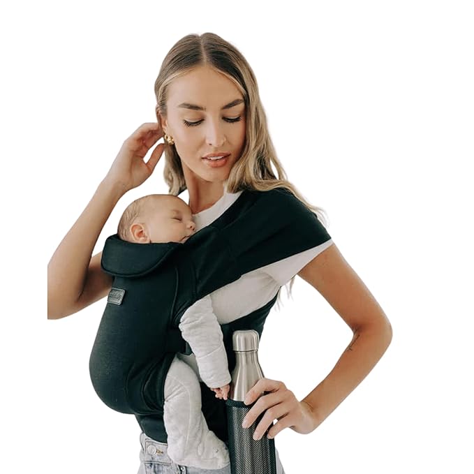 Tushbaby Pearl Wrap Carrier – Ergonomic Wrap for Newborns 8-20 lbs – Hands-Free Baby Carrier with Storage, Bottle Holder & Wipe Attachment – Soft, Breathable Fabric & Adjustable Fit – Easy On/Off
